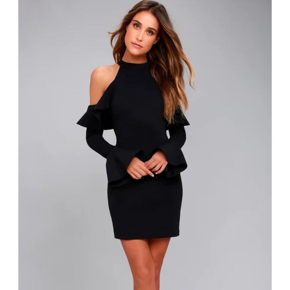 Free People Sweet Talk Black Off the shoulder Halter Dress Size XS
